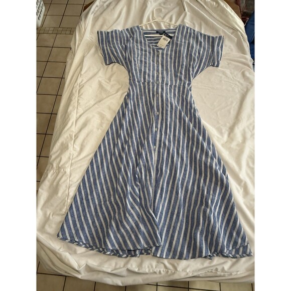 New with Tags Large Chaps Blue and White Stripped Maxi Dress - Picture 5 of 6